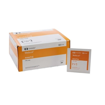 Webcol Alcohol Prep Pad, Large, Sterile, 4000PK 5110